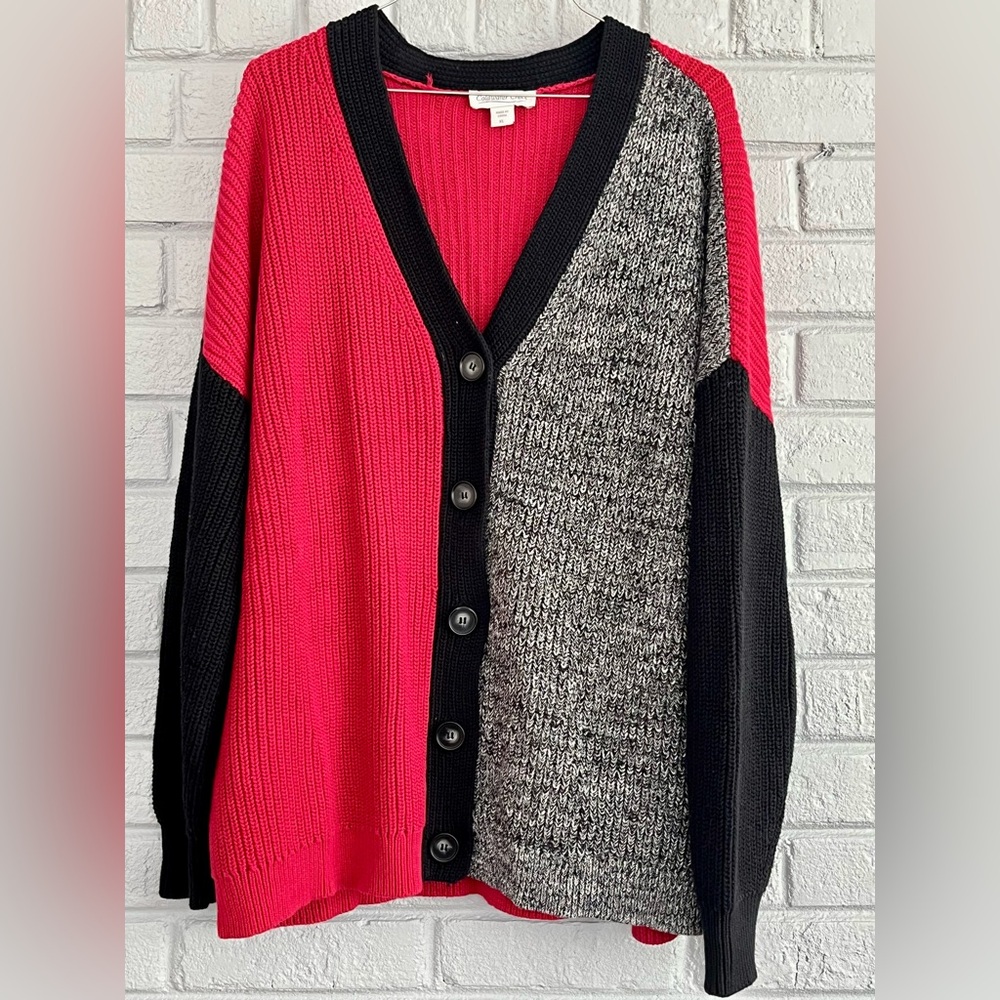 NWOT Coldwater Creek color block cardigan sweater. Size XL